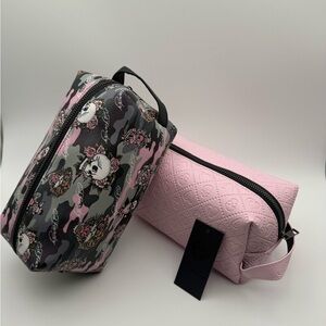 Ed Hardy Women's Pink Embossed Cosmetic Pouch-Fashionable Travel Case set of 2